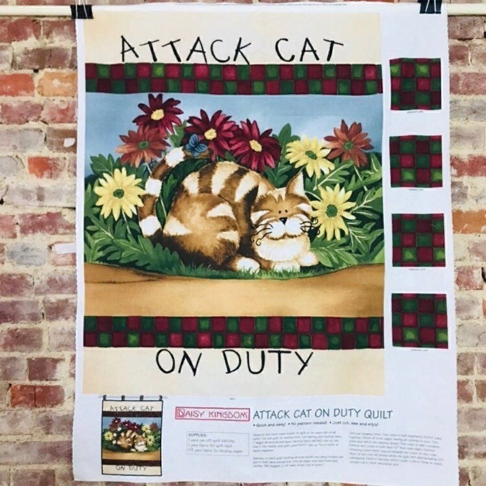 Daisy Kingdom Attack Cat Quilt Fabric